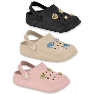 Babuche Infantil Molekinha Clog Com Enfeites Pins Removíveis Super Leve Eva Confortável Original