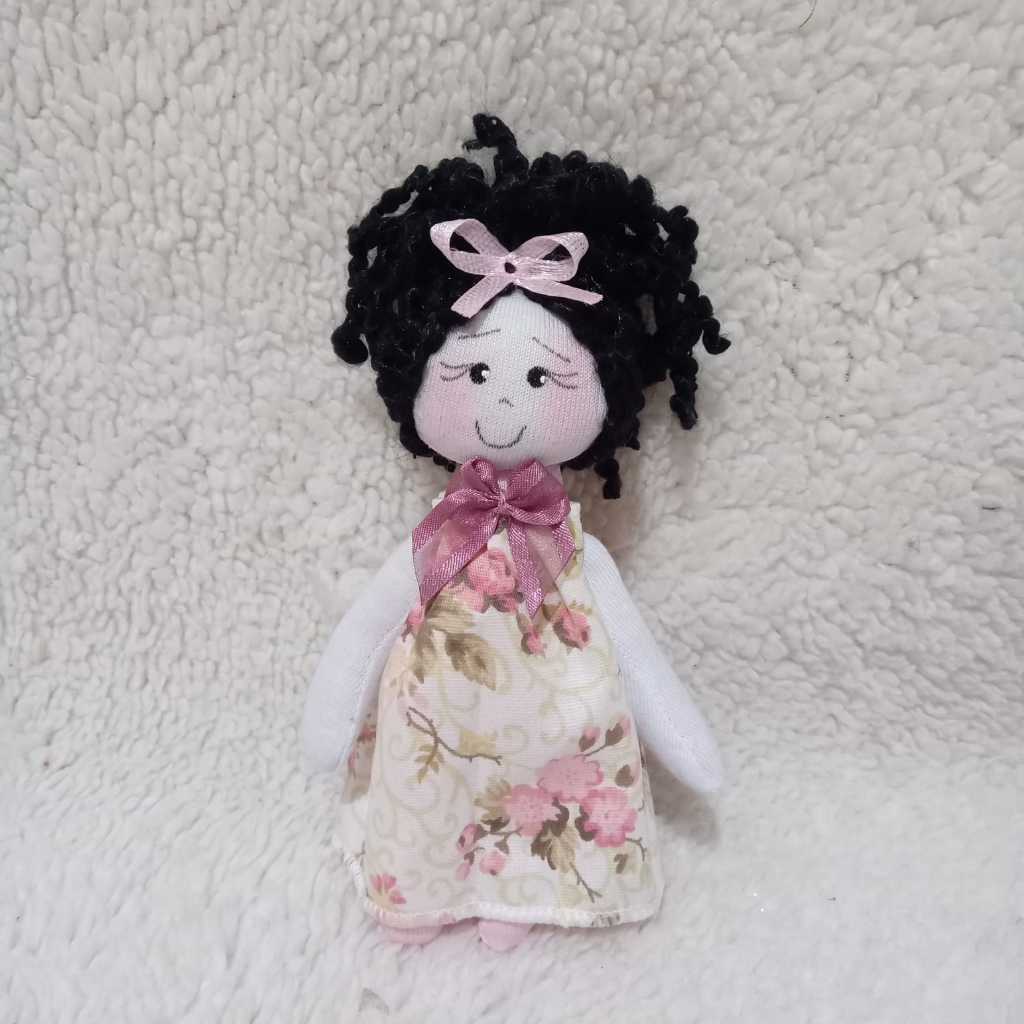 Mini Boneca de pano 11 cm/ Mini Boneca de pano negra