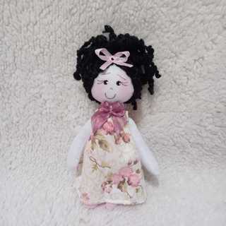 Mini Boneca de pano 11 cm/ Mini Boneca de pano negra