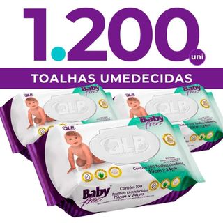 Lenço Umedecido Baby Free C/ 100 - Caixa Fechada Atacado 1200 Toalhas