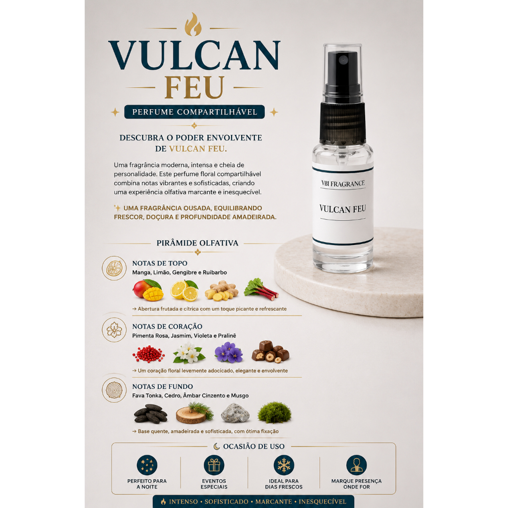 Vulcan Feu Floral Frutado Intenso Sofisticado Perfume Árabe