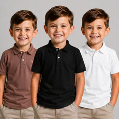 KIT 3 Camisa Básica Polo Infantil manga curta
