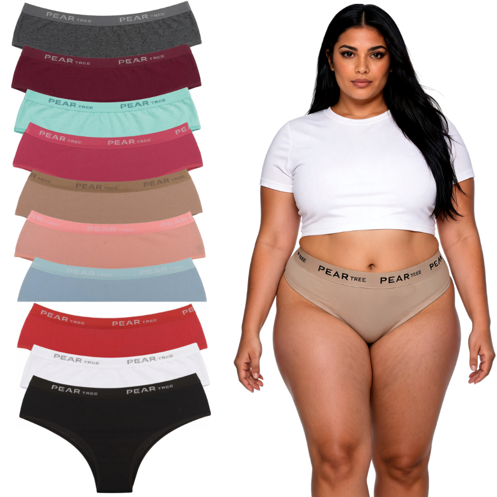 Kit Calcinhas Plus Size Algodão Cintura Alta
