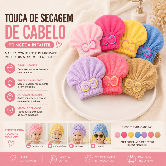 Touca Ultra Macia De Microfibra Para Secar Cabelos – Alta Absorção, Confortável, Prática – Envio De Cor Aleatóriajessi