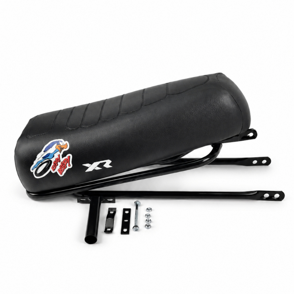 Banco XR Papa-Léguas com Bagageiro Preto Rabeta Para Bicicleta e Mobilete Caloi Kit Completo