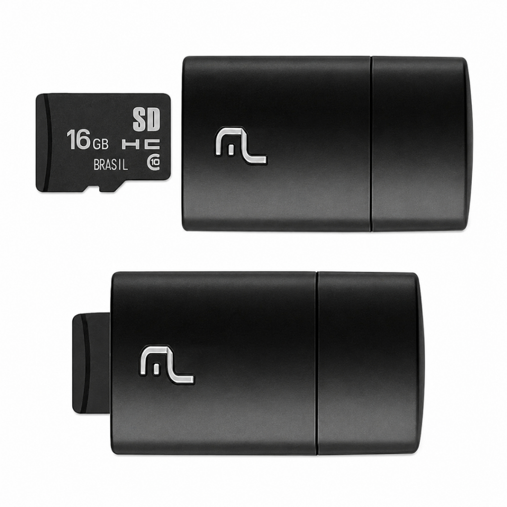 Cartão de Memória MicroSD 16Gb Classe com Adaptador Leitor de Cartão USB para Computador e Notebook
