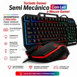 Teclado Gamer Semi Mecânico Com Led Rgb Usb Português/BR Pc Ps4 Com Suporte Para Celular
