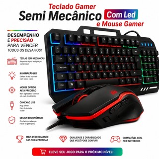 Teclado Gamer Semi Mecânico Com Led Rgb Usb Português/BR Pc Ps4 Com Suporte Para Celular