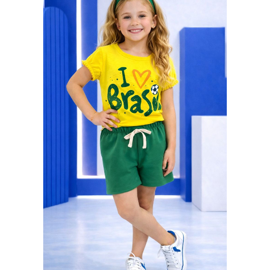 Camiseta Infantil Feminina Seleção Brasileira Copa 2026 Tamanhos 2, 4 e 6 de qualidade 100% algodão