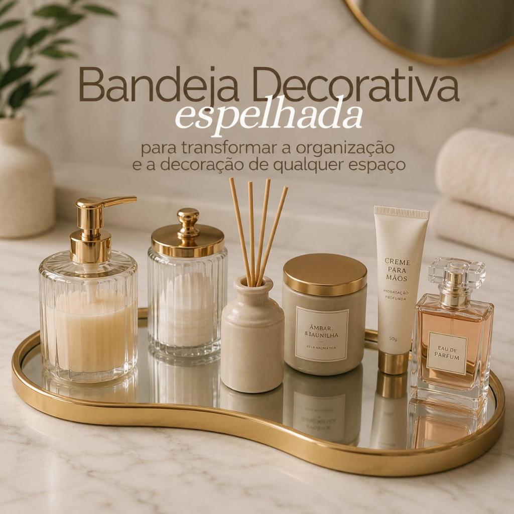 Bandeja Espelhada Organica Banheiro Lavabo  Decorativa Multiuso
