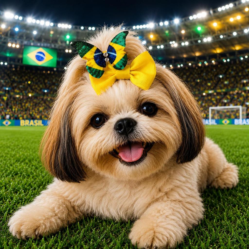 Kit de Laço Pet Brasil Copa do Mundo Banho e Tosa Femea