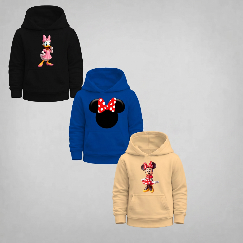 Kit 3 Moletom Infantil Algodão Frio Minnie Margarida Inverno