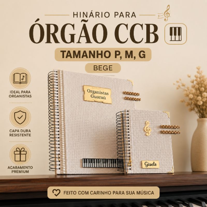 Hinário Para Órgão Ccb Bege Tamanho P,M,G