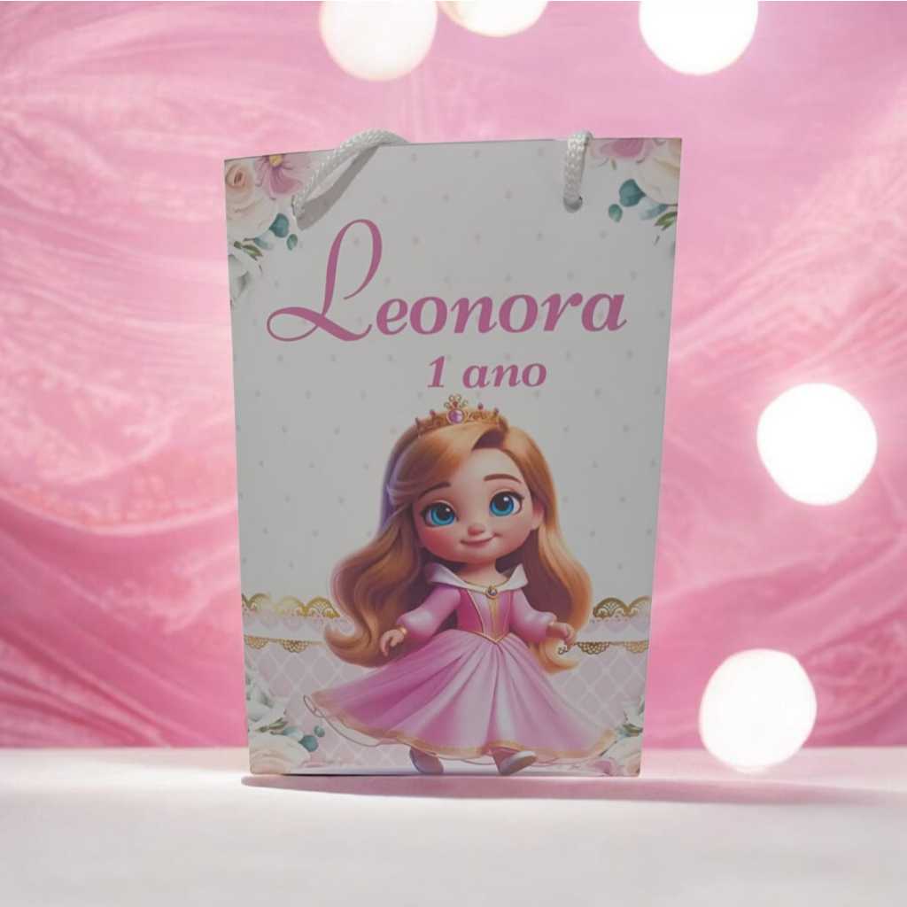 Sacolinha Personalizada com nome e idade (cabe Pipoca)  Aurora Bela Adormecida Cute Baby Festa Aniversário Lembrancinhas