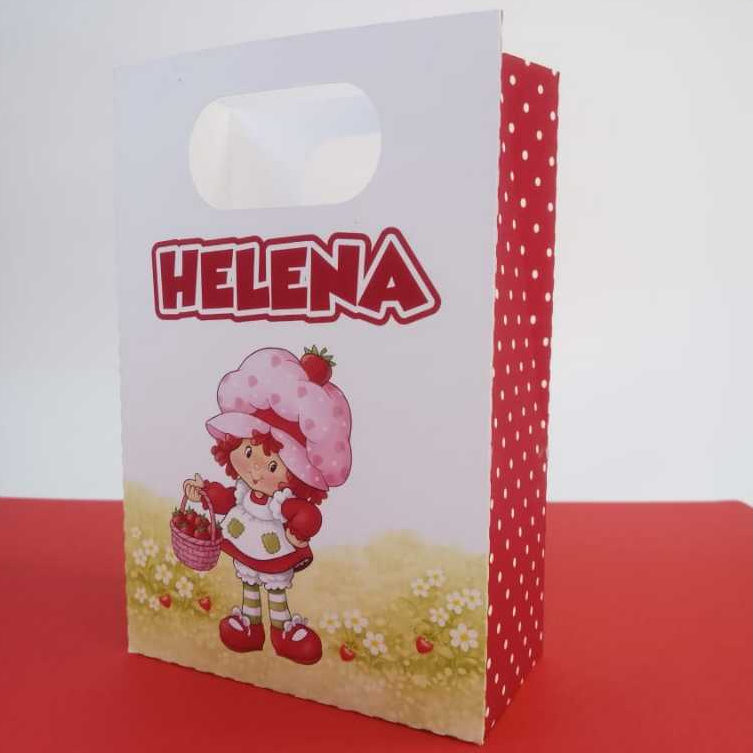 Sacolinha Personalizada Moranguinho Vintage  Lembrancinhas Festa Infantil Aniversário Mesversário