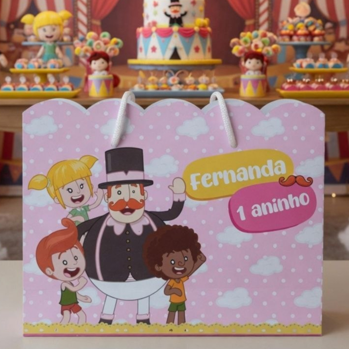 Sacolinha Personalizada Festa Infantil 20x15cm Nuvem Pegue e Monte Lembrancinha MUNDO BITA MENINA