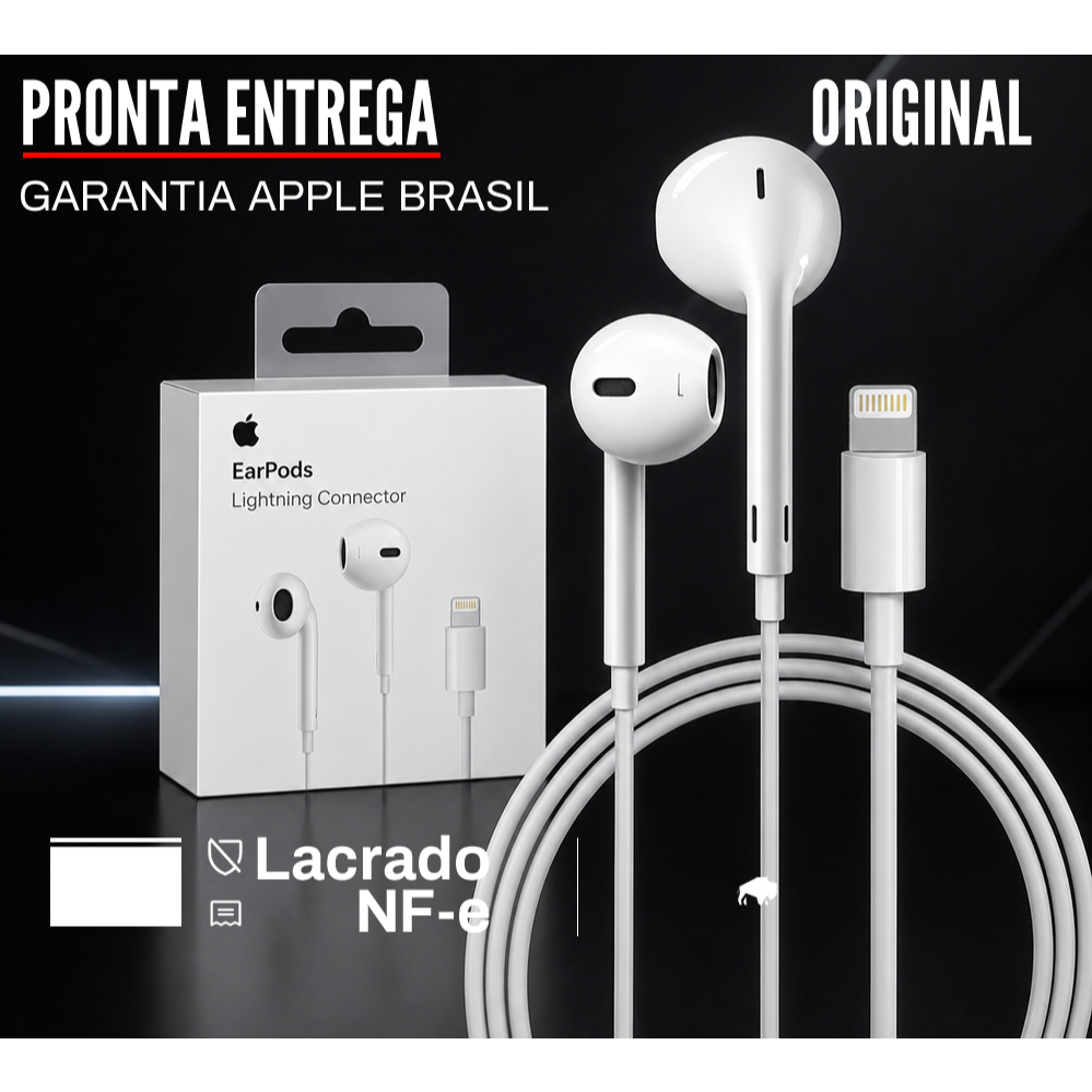 Fone de ouvido Apple EarPods Lightning Connector Garantia Apple Brasil e NF
