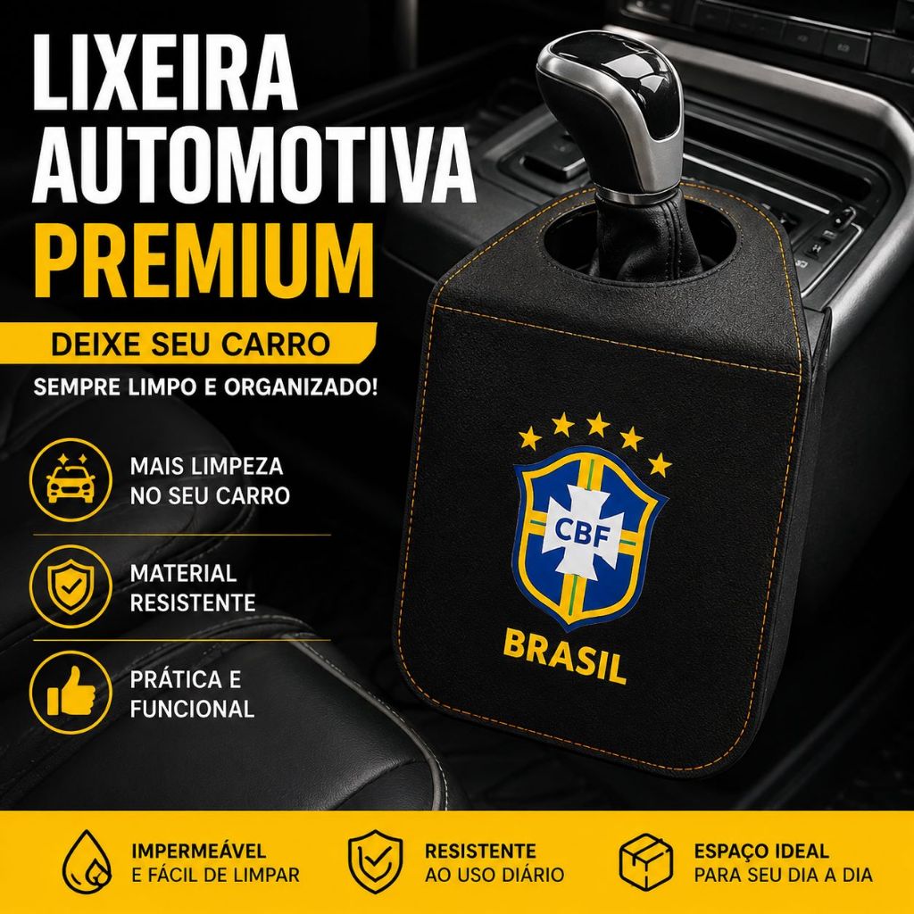 Lixeira Automotiva Carro Brasil Organizador Porta Lixo Universal Impermeável