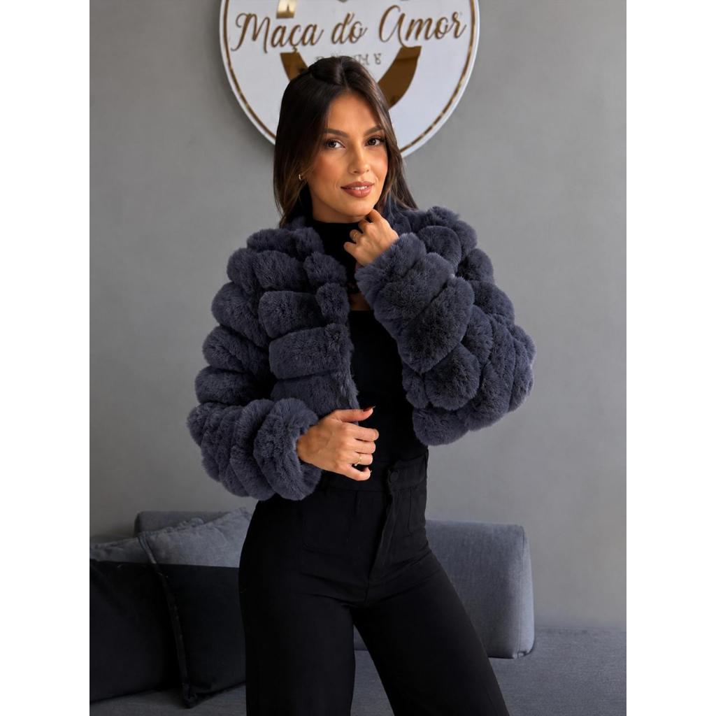 Jaqueta Puffer de Pelinho Feminina