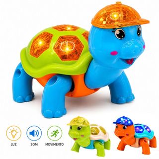 Brinquedo Tartaruga Fujão Elétrico com Som Luz LED e Movimento Automático Infantil Educat…