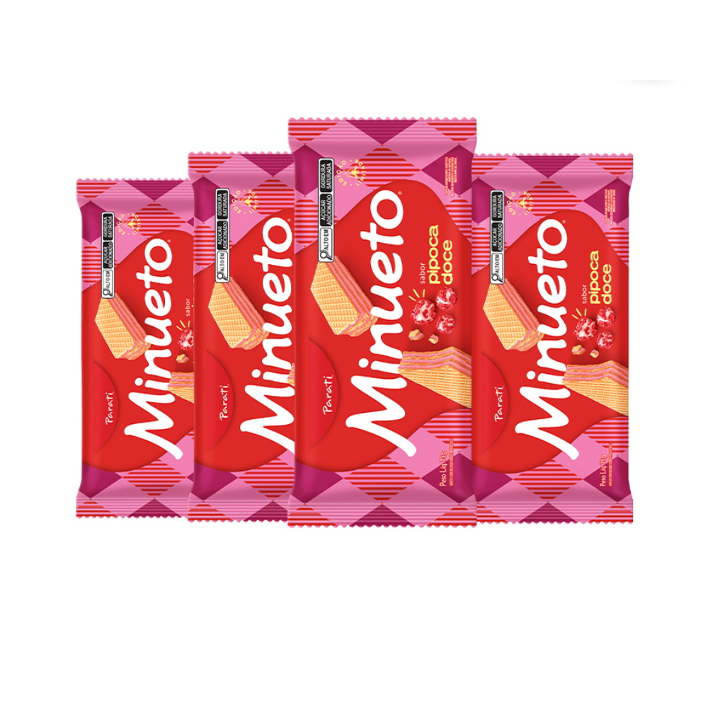 Combo Wafer Minueto Pipoca Doce 73g 4 unidades