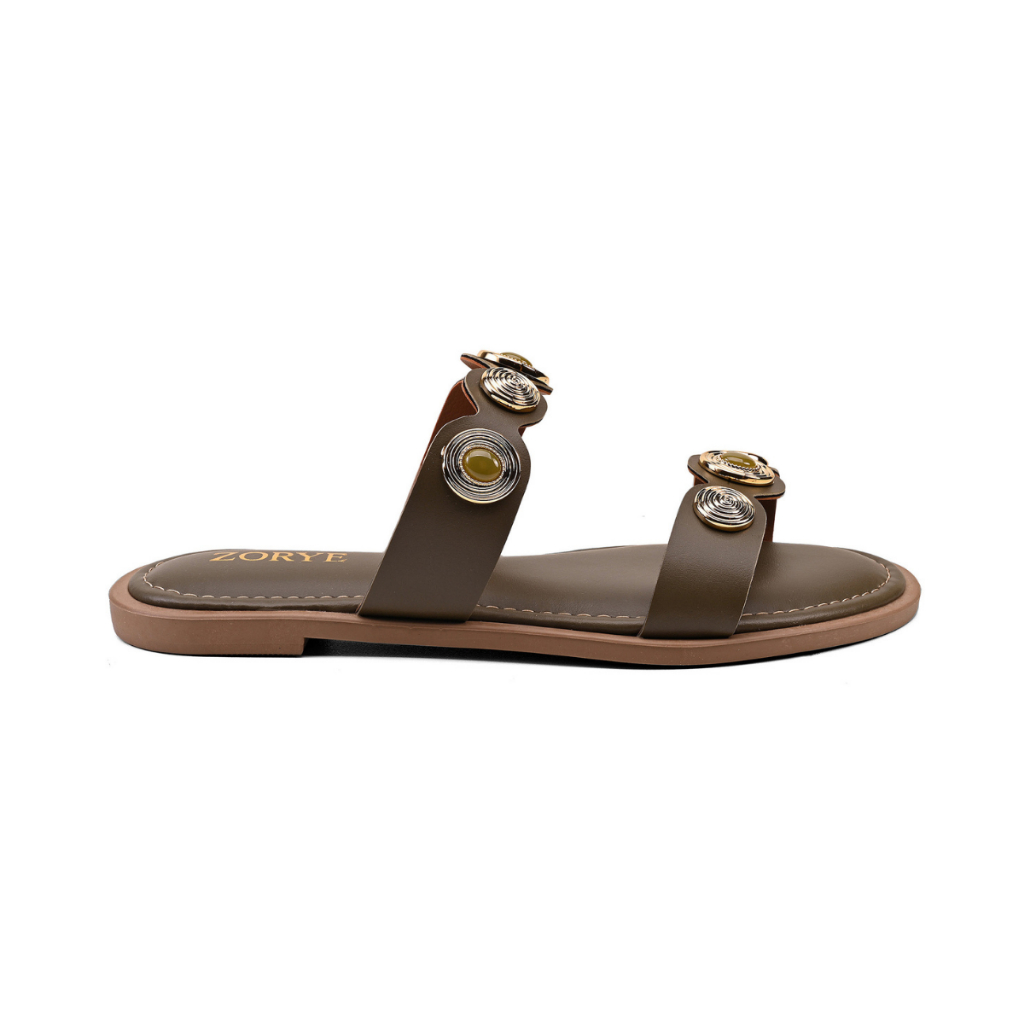 Sandália Flat Rasteirinha Feminina Zorye Solaris Couro Confórtavel Casual — imagem 2 de 2
