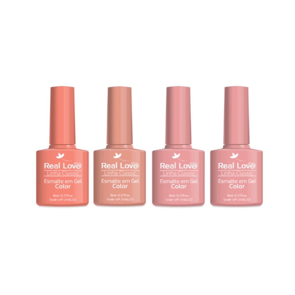 Kit 4 Esmaltes em Gel Fundo Realista Real Love