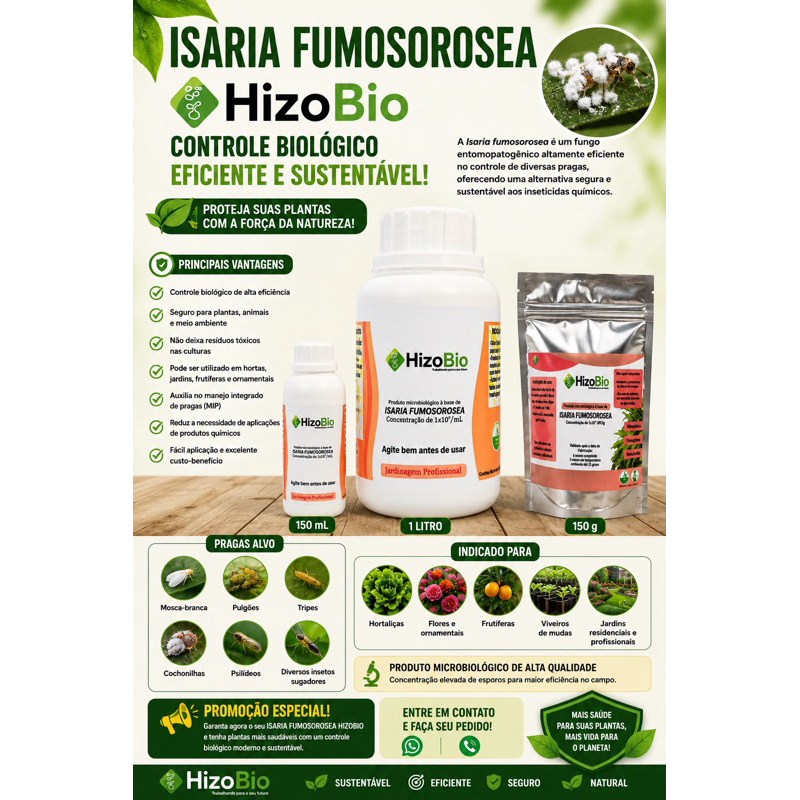 Isaria fumorosea controle cigarrinha do milho, mosca branca, psilídeo, ácaros entre outros.