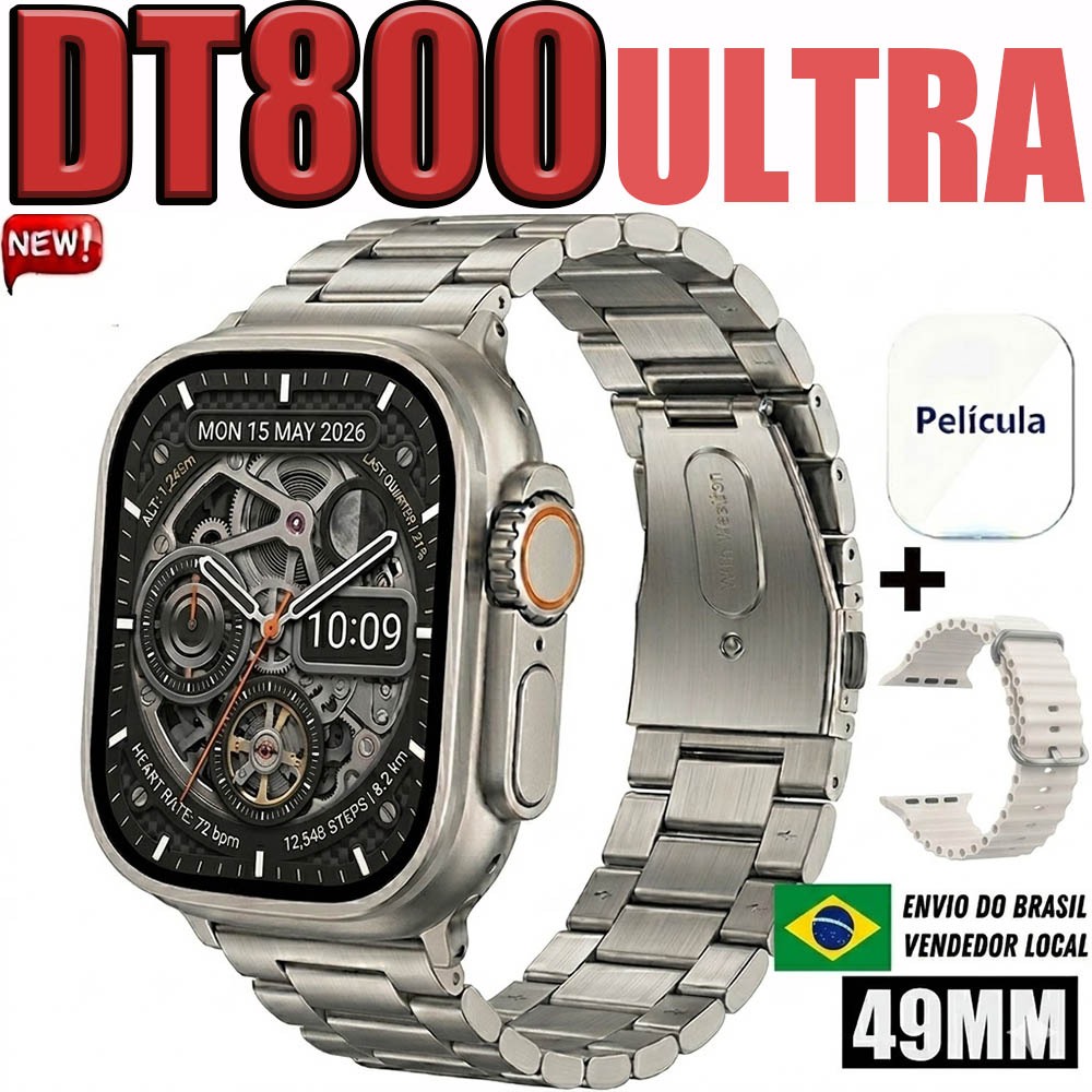 2026 Novo Smartwatch Watch DT800 Ultra 3 max Série 10 Super Amoled Prova D'Água Lançamento
