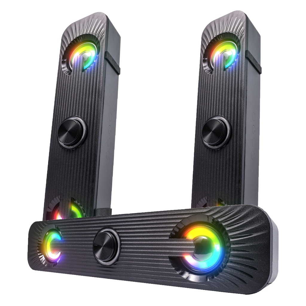 Soundbar Gamer Alto Falante RGB Tv Smart 6W Caixa De Som Conexão P2 Usb Pc Note Musicas Jogos Filmes