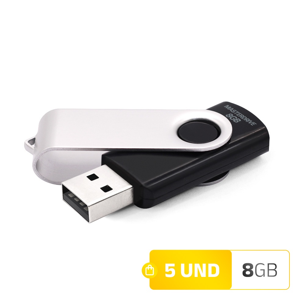 Pendrive 8GB Kit 05 ATACADO MasterDrive USB 2.0 BigBlack