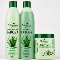 Kit capilar Babosa Shampoo Condicionador Máscara de hidratação Cabelo Liso Cacheado Maycrene