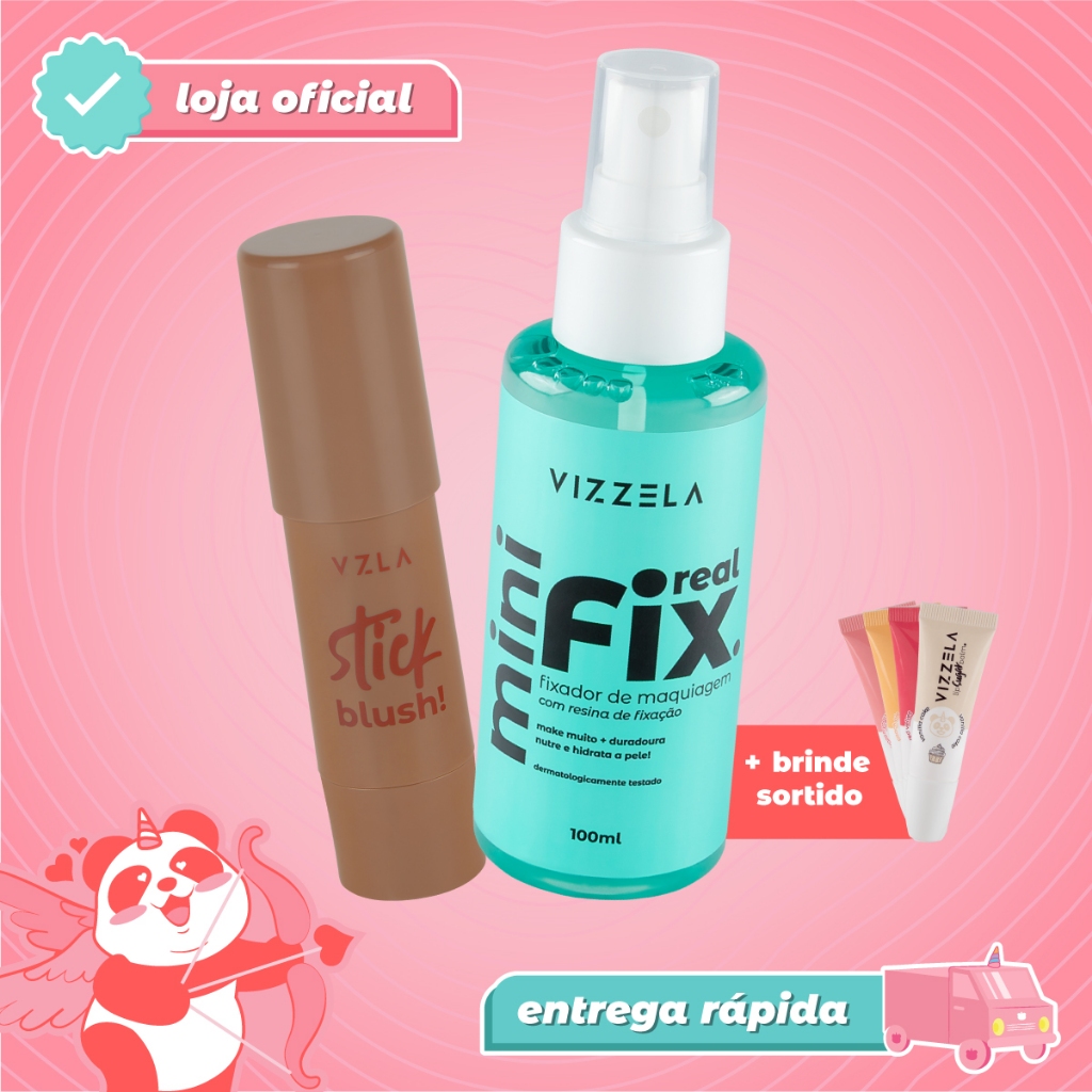 Kit Blush Stick Cinnamon + Mini Real Fix 100ml + BRINDE Original Vegano Vizzela