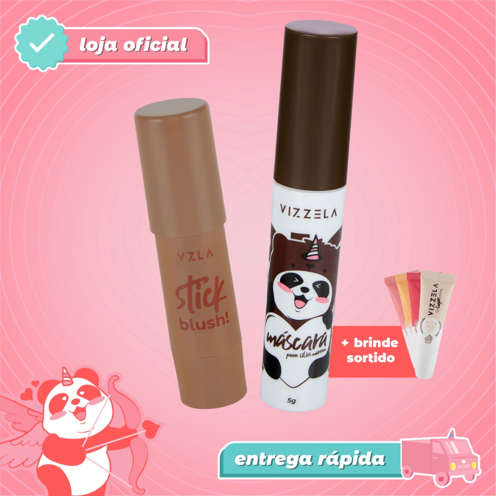 Kit Blush Stick Cinnamon + Big No Panda Marrom + BRINDE Original Vegano Vizzela