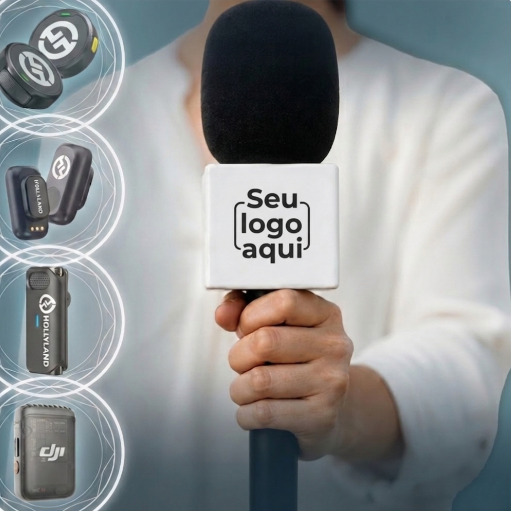 Suporte de Mão Para Microfone Lapela Hollyland Lark M2 M1 A1 DJI MIC 2 + Canopla Com Logo + Espuma