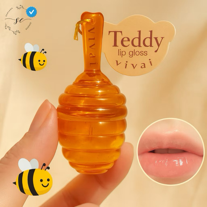 Lip Gloss Teddy Vivai - Brilho Labial Hidratante Embalagem Fofa chaveirinho