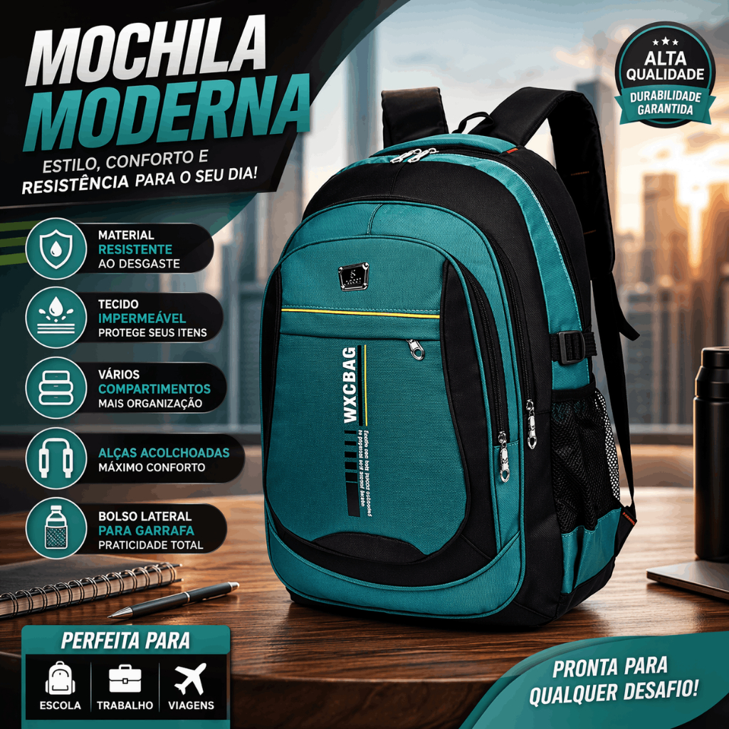 Mochila Bolsa Masculina Resistente à água Notebook Impermeavel
