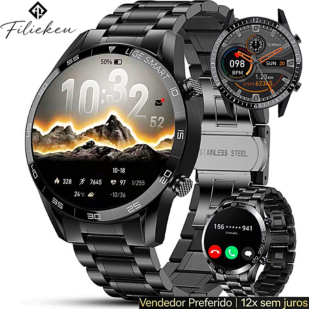 FILIEKEU smartwatch relogio pulseira smartwatch à prova d'água esportivo bluetooth chamada  Relógio