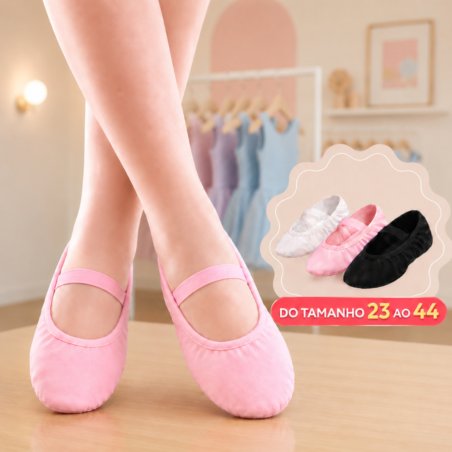 Sapatilha Ballet Dança Jazz Balé Meia Ponta Korino Lavável Envio Imediato Cores Branco Rosa Preto