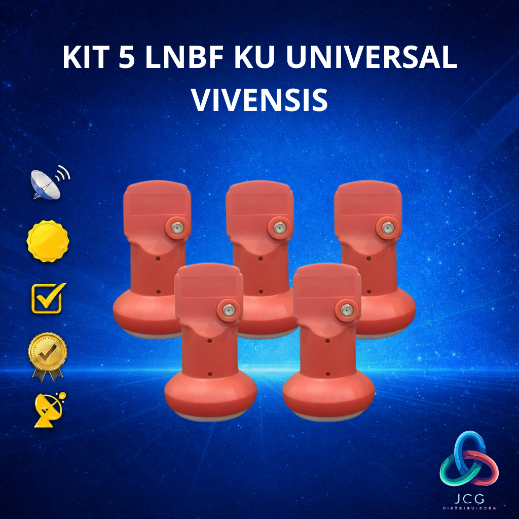 Kit 5 Lnbf Ku Universal Digital Banda Simples 5g Vivensis