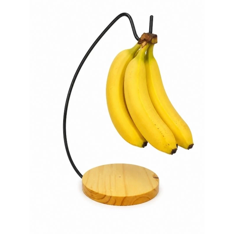 Suporte de Mesa para Cacho de Bananas Fruteira Gancho para Pendurar Bananas Expositor em Aço Preto