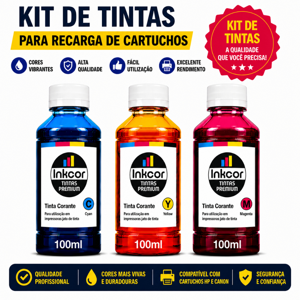 Tinta Recarga de Cartucho Colorido Compatível com Impressora HP Cartucho 668 667 664 122 901 60 662