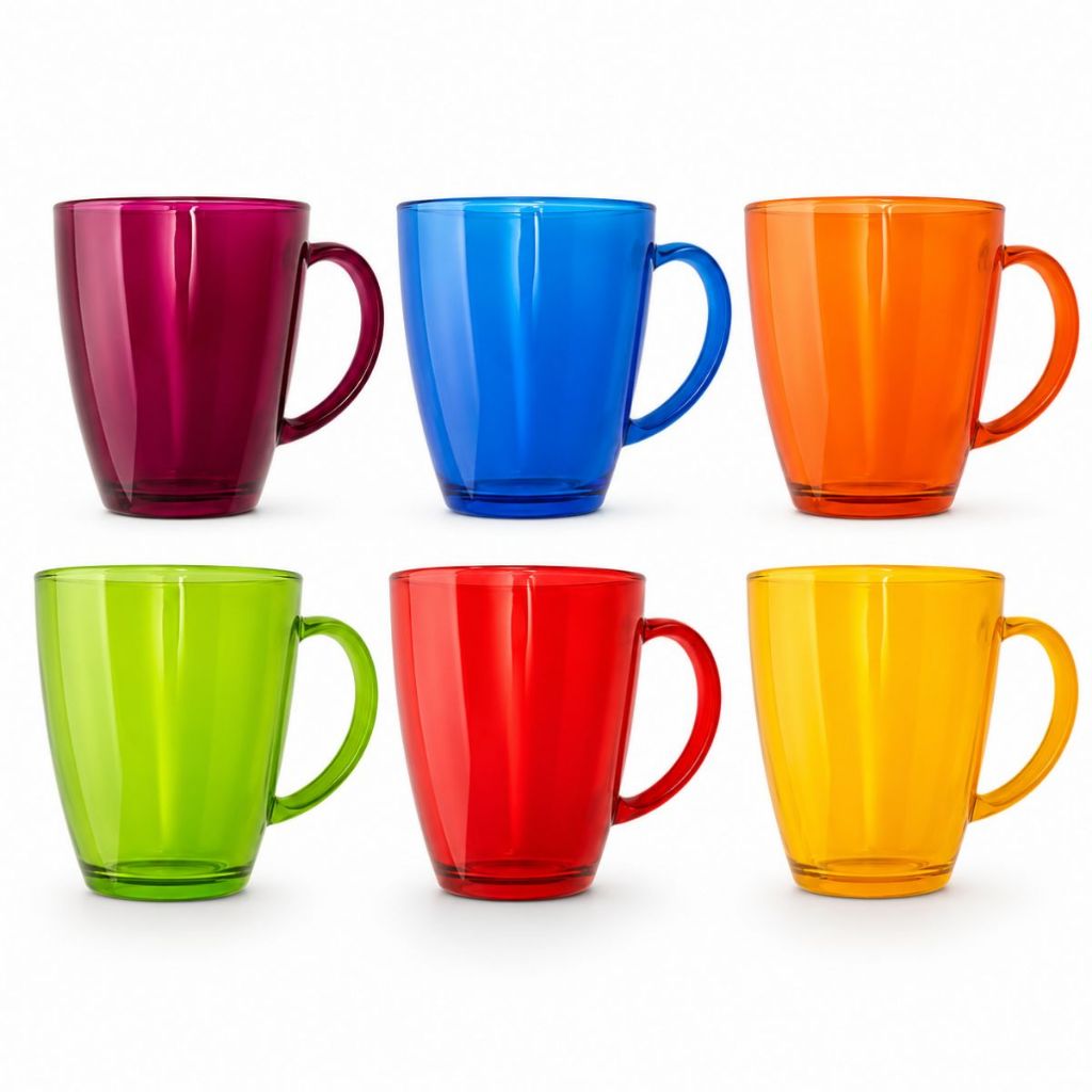 Kit 6 Canecas De Vidro 350ml Para Chá e Café Jogo De Xícaras Grande Verona Luxo