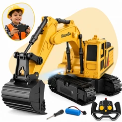 Escavadeira Trator Controle Remoto Articulado Recarregavel 360 Graus Realista Kizumba