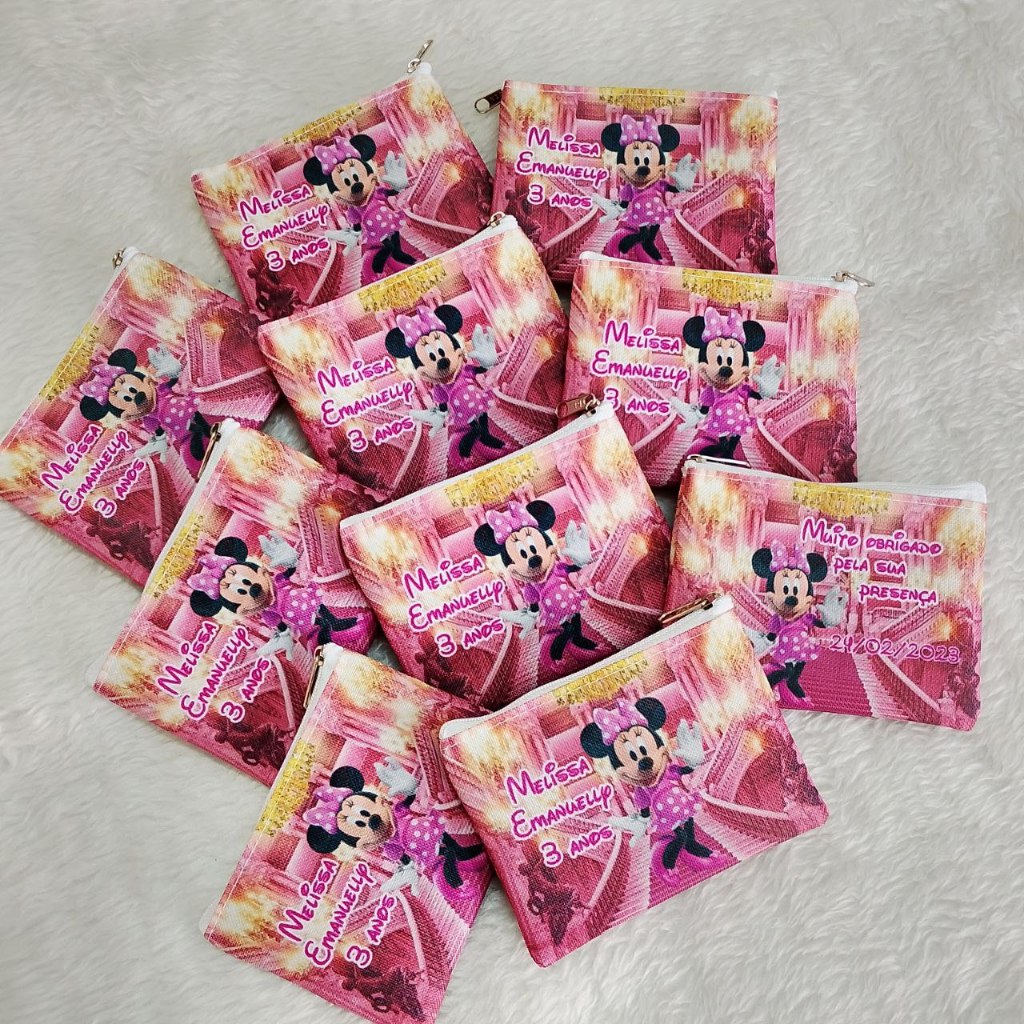 Kit Bolsinha Mini Necessaire Rústica Lembrancinha de Festas Personalizadas Aniversário Varios Temas