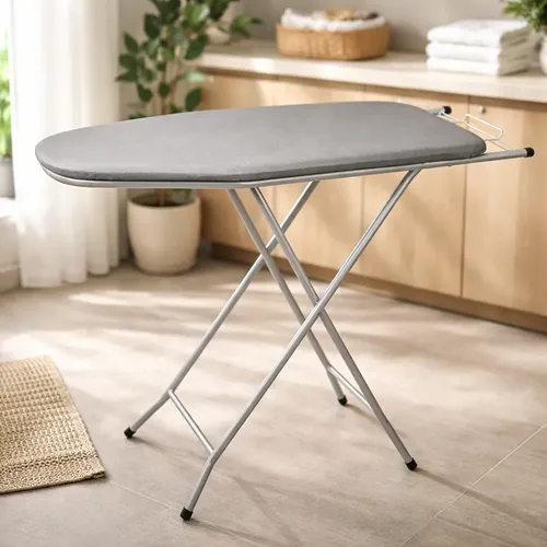 Mesa De Passar Roupas Em Aço Reforçado Com Porta Ferro Dobrável Com Ajuste De Posição