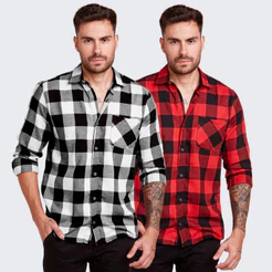 Kit 2 Camisa Xadrez Masculina Manga Longa Flanelada