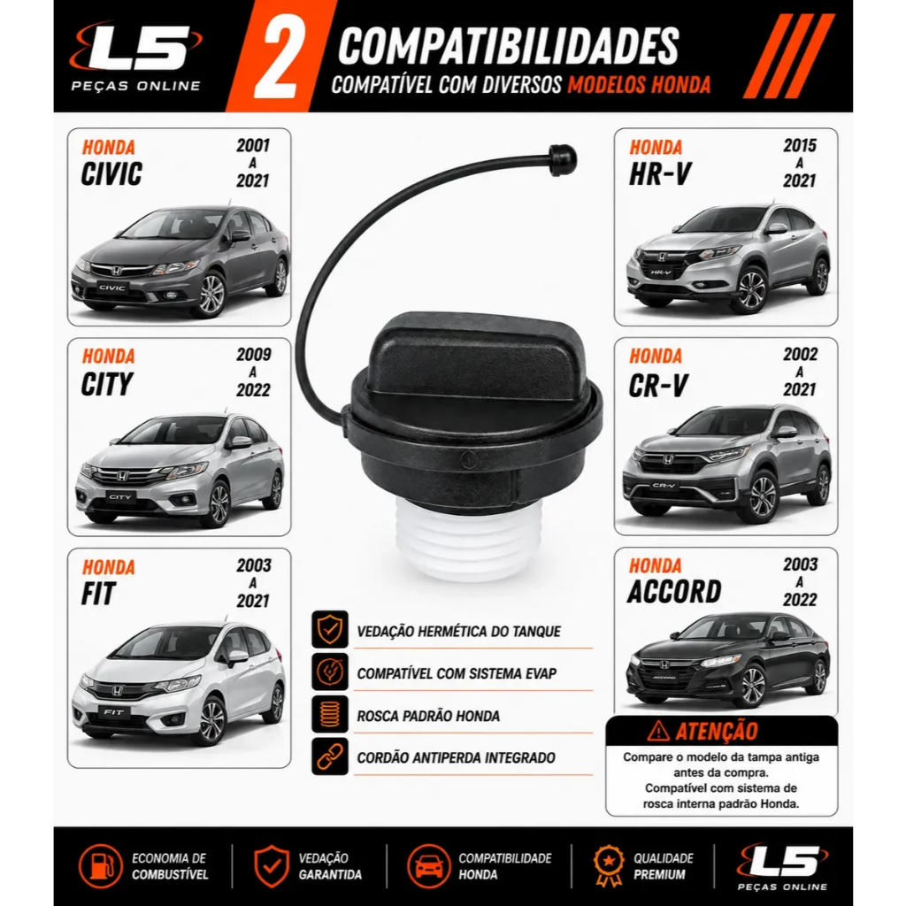 Tampa Do Tanque Combustivel Honda Civic Fit City Hrv Crv Accord Com Chave Vedacao Perfeita Novo