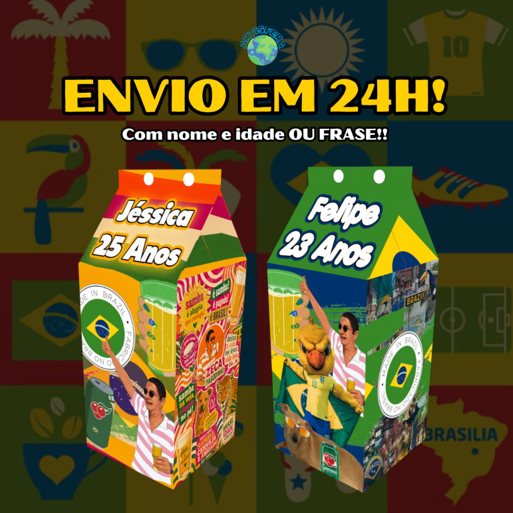Caixinhas Brasilidades Milk Leite Zeca Pagodinho Personalizada com Nome e idade Para Festas e Churrasco Hexa