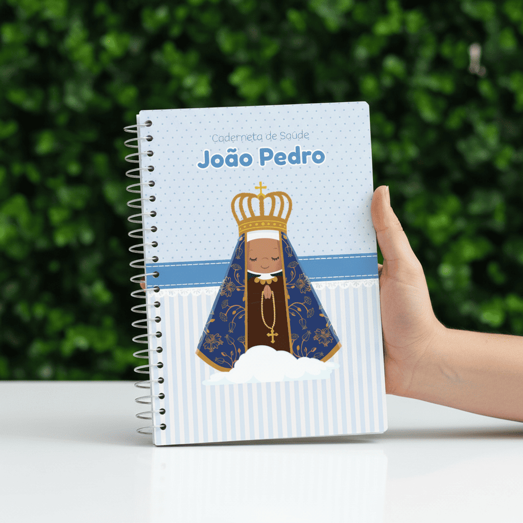 Caderneta Infantil Nossa Senhora Aparecida Menino Personalizada Capa Dura Atualizada
